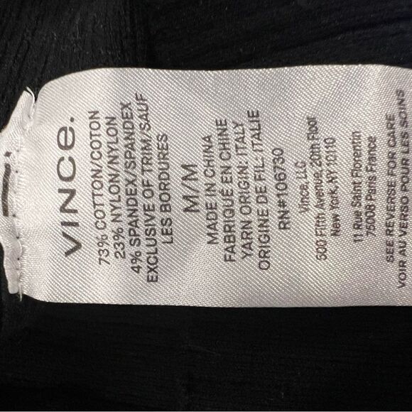 VINCE WOMEN'S ITALIAN COTTON-BLEND BUTTON V-NECK TANK TOP Size Medium | Black - Picture 7 of 10